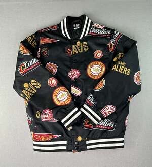 Ultra Game Cleveland Cavaliers NBA Boys 10-12 Bomber Jacket Black All Over Print